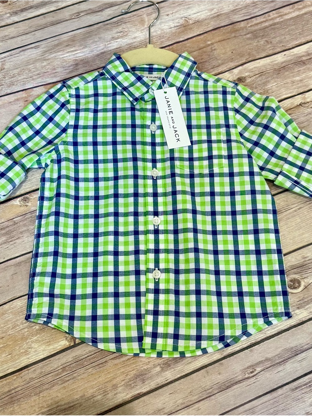 Janie and Jack Blue & Green Plaid Button-Down Shirt